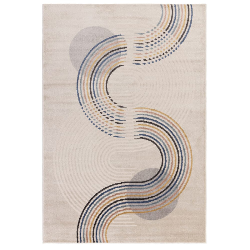 Deran Flow Beige Area Rug, Rectangle 160 x 220 cm