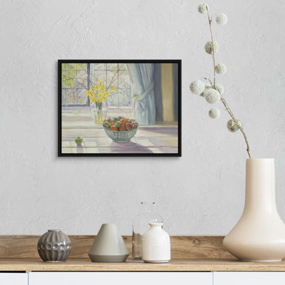 " Fruit Bowl With Spring Flowers, 1990 " by Timothy Easton Painting Print