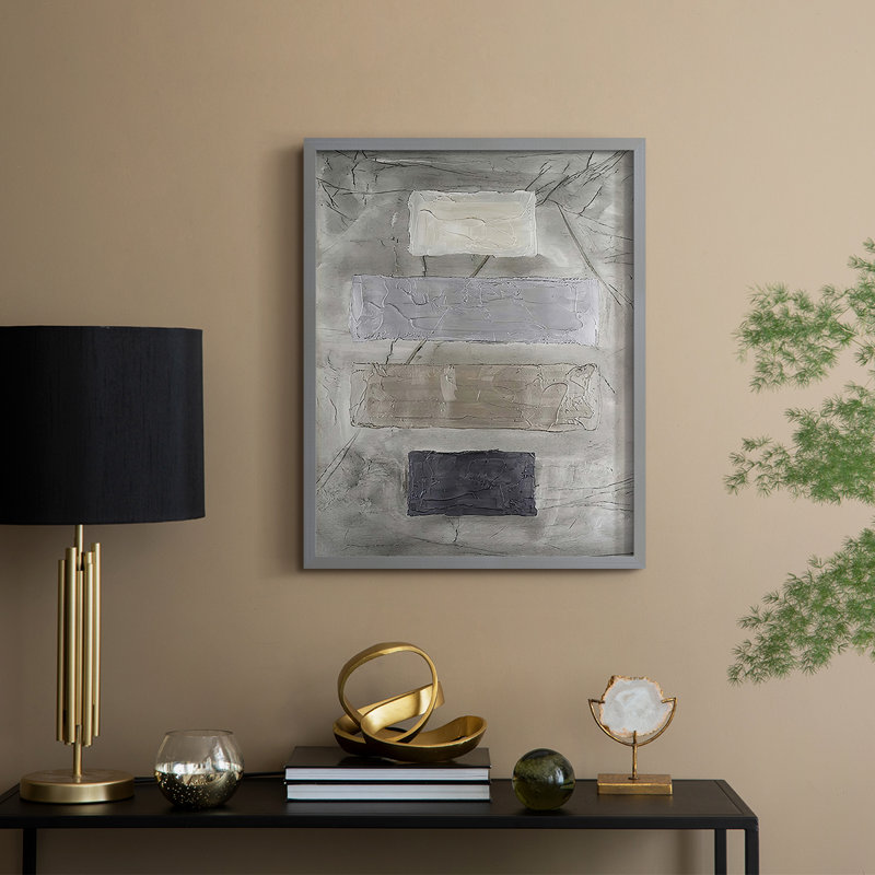 Reproduction encadrée de monolithe métallique II - bois massif, Gris, H 21 po x l 17 po