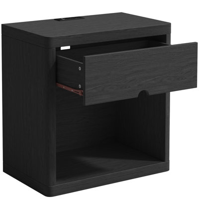 24"W Modern Farmhouse 1-Drawer Nightstand With Charging Station by Latitude Run