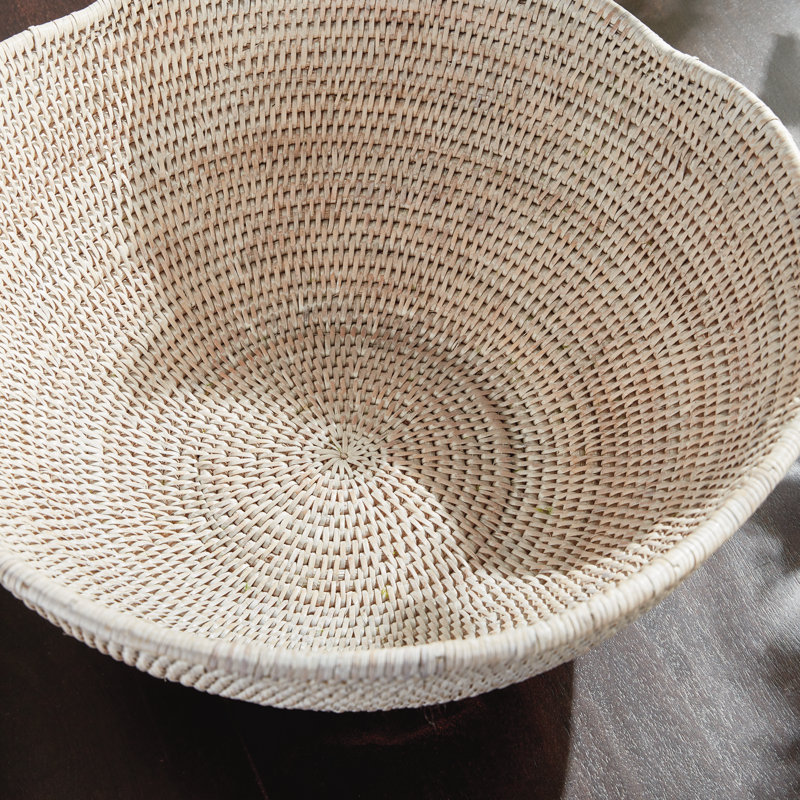 Montecito Handmade Rattan Decorative Bowl, 8" H x 18" W x 18" D, White