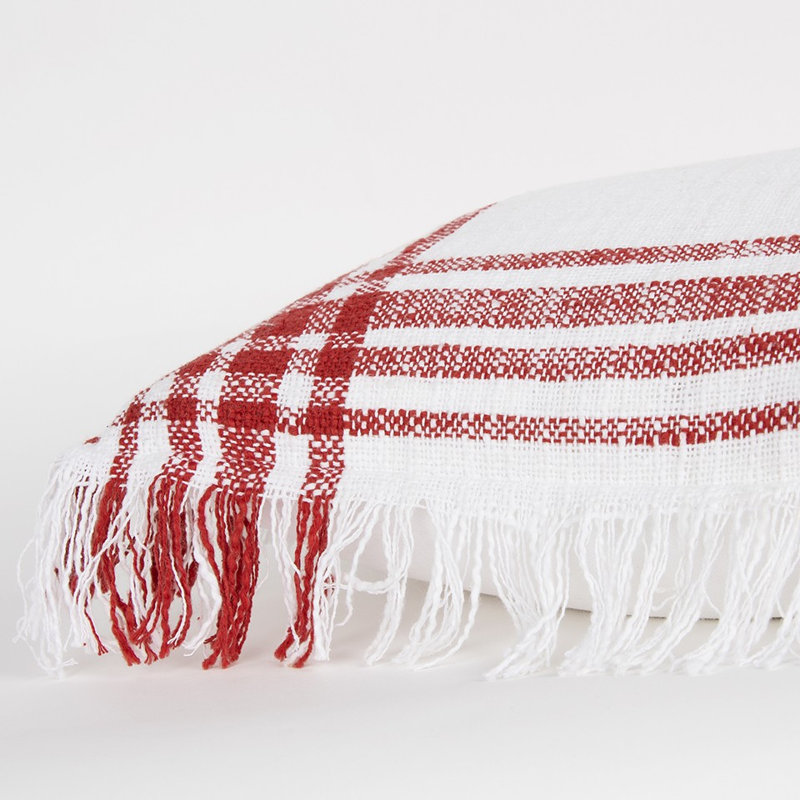 Coussin décoratif en coton, Blanc / Rouge