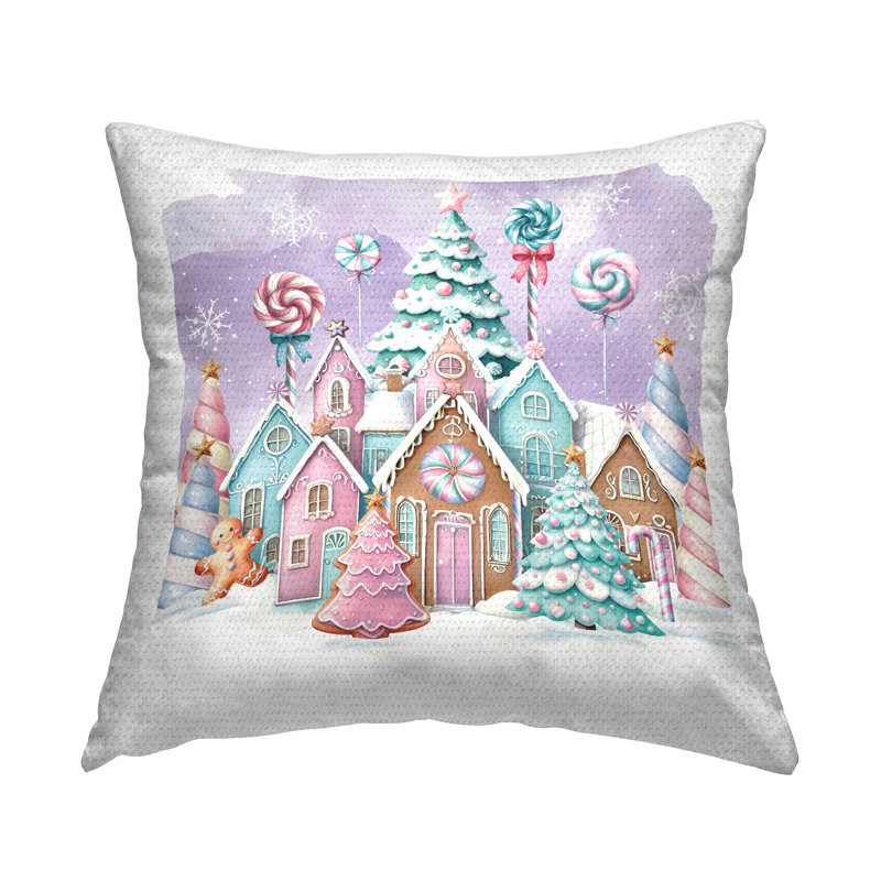 Coussin extérieur Snowy Gingerbread House