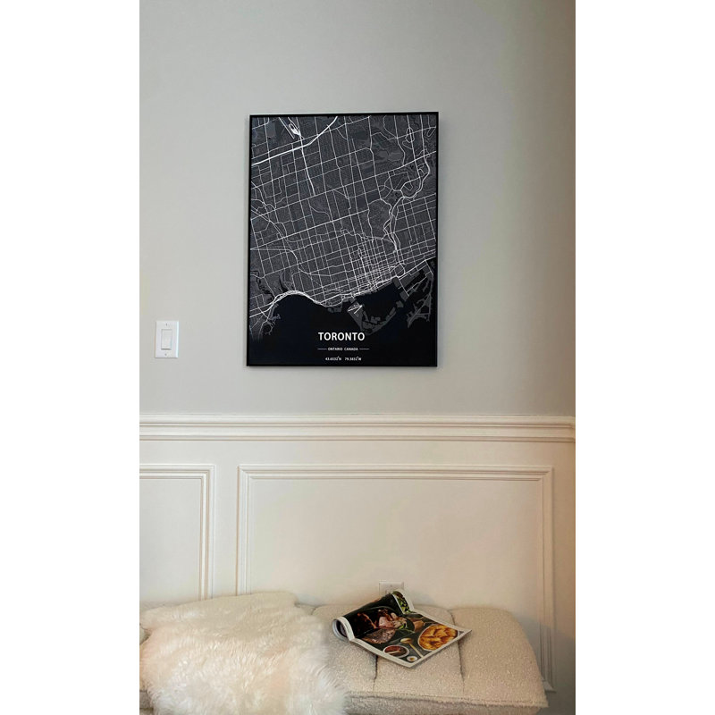 Toronto Map - impression sur cadre photo, Noir