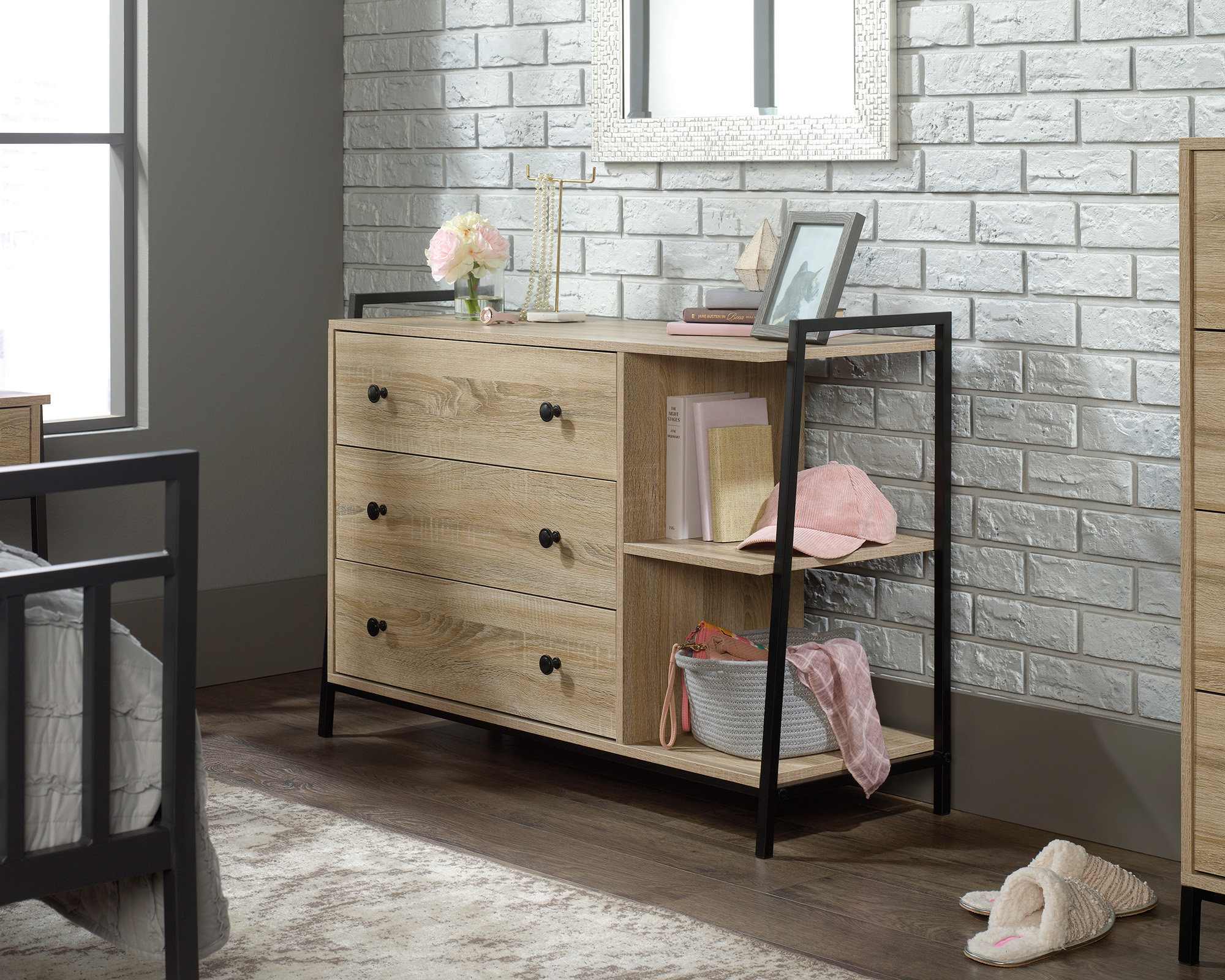 Zipcode Design Clower 3 -Shelf Storage Cabinet Finish: Charter Oak