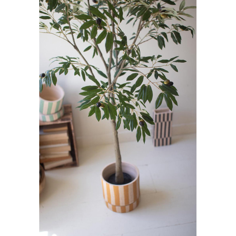 Grand olivier artificiel Kalalou H 63 po - verdure décorative dans un pot en plastique noir