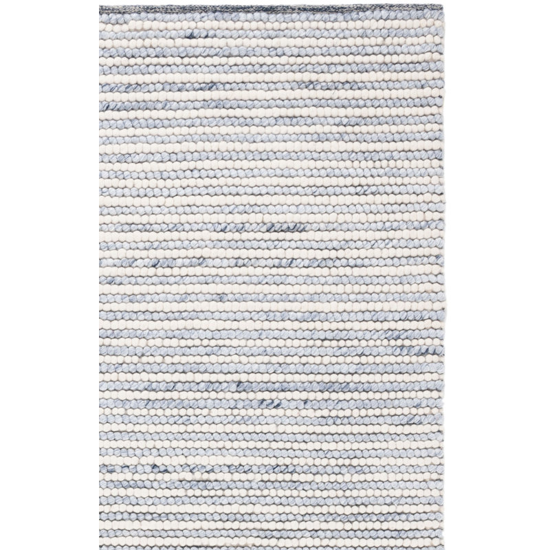 Tapis fait à la main Cleodora Dots - ivoire / bleu, Rectangle de 10 pi x 14 pi