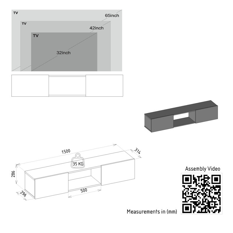 Kellisa Unfinished TV Stand for TVs up to 65"