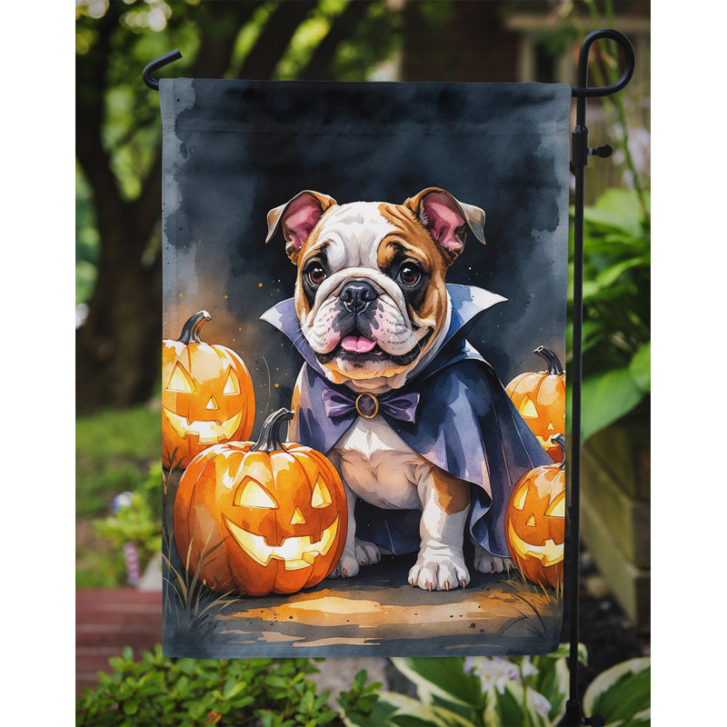 Drapeau de jardin chiot Halloween, Bouledogue anglais