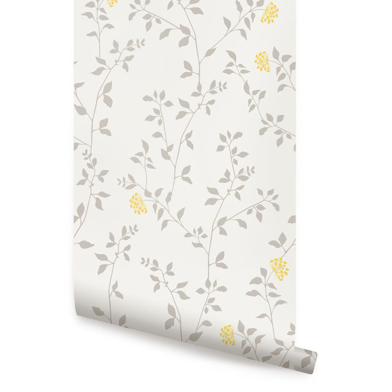 Rouleau de papier peint Landin, Gris chaleureux / jaune, L 2 pi x H 18 pi