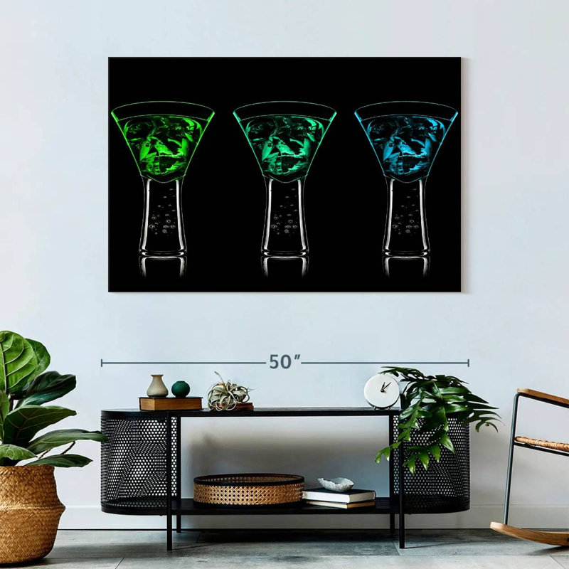 Yarlin Blue Green Cocktails, 32" H x 48" W