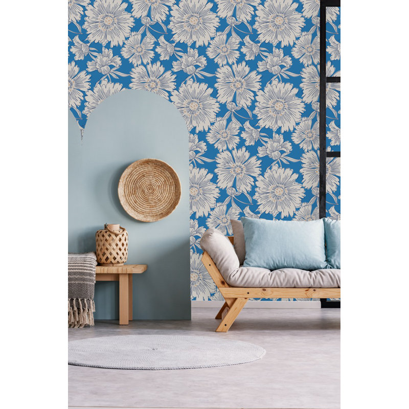 Peel & Stick Floral Tile, 2.08' W x 10.42' L