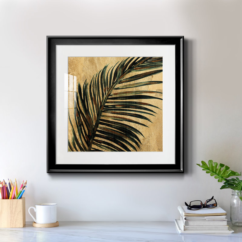 Lush Palm I - peinture encadrée, H 17,5 po x l 17,5 po x P 1,5 po, Toile avec cadre noir