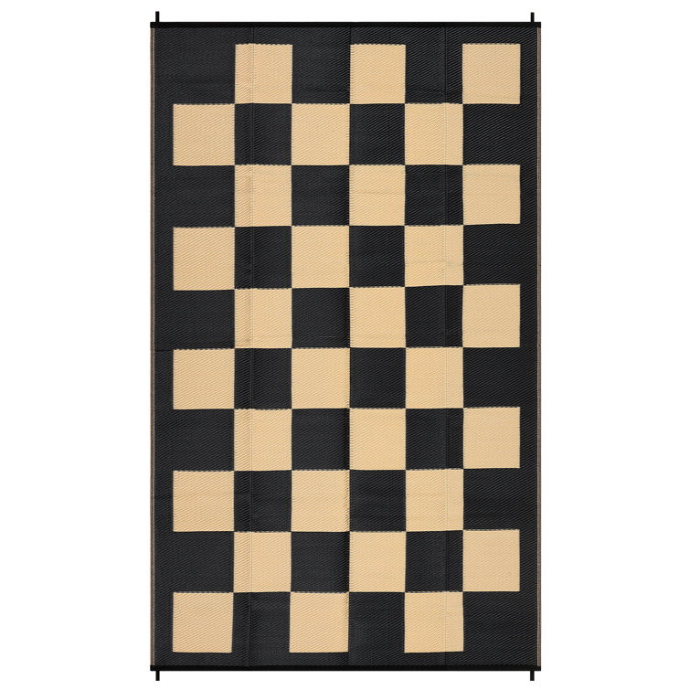 Extra Large Outdoor Plastic Straw Rug Waterproof Checkered Outside Rug for Camping, Contemporary Reversible Mat, Resistant Outdoor Blanket