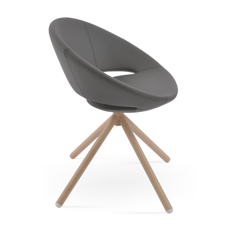 Fauteuil pivotant Crescent, Similicuir gris, Naturel