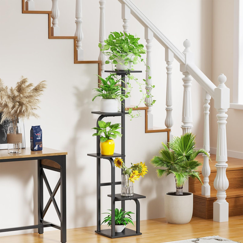 Support à plante à 5 niveaux pour plantes multiples - noir