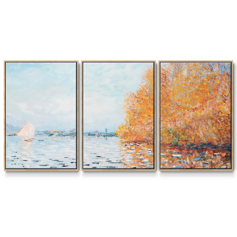 La seine à Argentuil, 3 pièces, H 40 po x l 78 po x P 2 po, Naturel