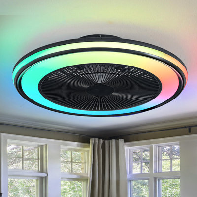 Ventilateur de plafond encastré intelligent à intensité variable 20 po avec télécommande / application / commande vocale Makaiyla, 6 vitesses, minuterie, moteur à courant continu silencieux