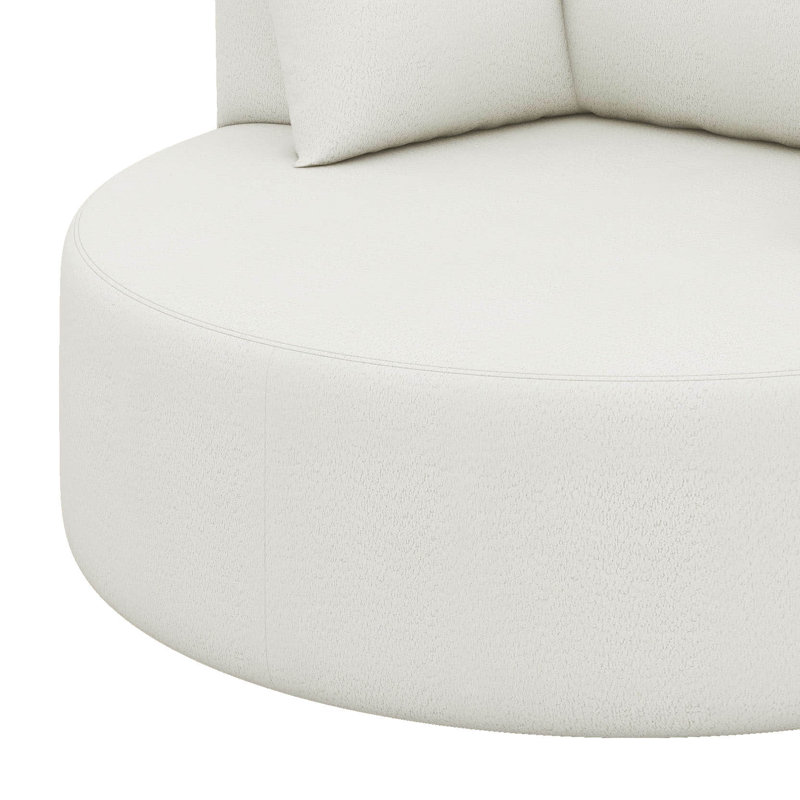 Fauteuil d'appoint pivotant sur 360 °, fauteuil demi-tonneau rond très profond et moderne avec 3 coussins amovibles, Beige