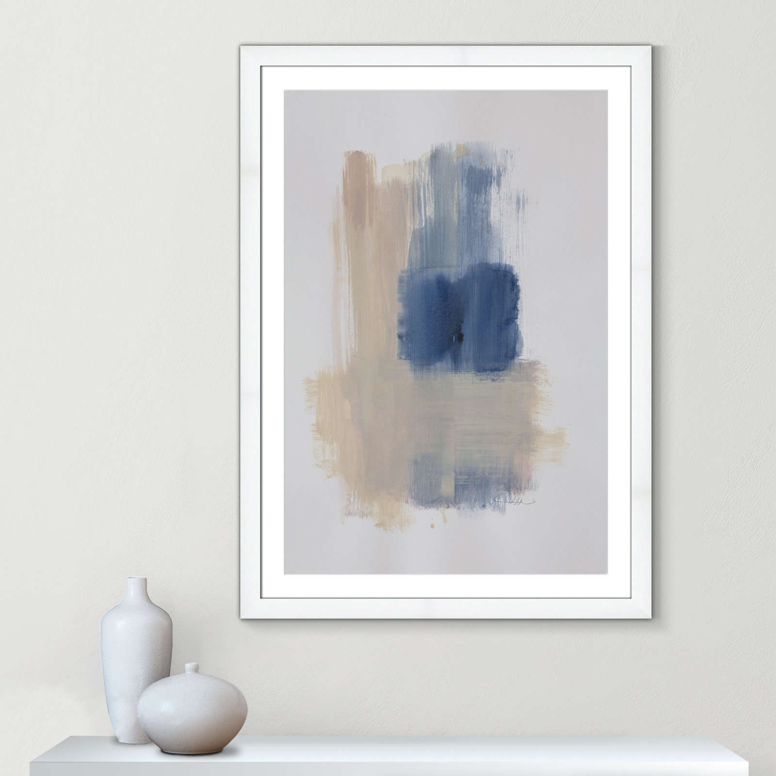 Powder Room Wash III by Casa Fine Arts, White Cube Frame Matted, 43" H x 31" W x 1.25" D  