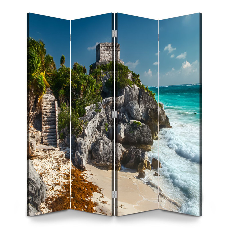 Cloison pliante 4 panneaux paravent Royal Mayan