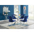 Tierra Modern Chrome Metal & Glass Round Dining Table Set with 4 Luxury Velvet Dining Chairs