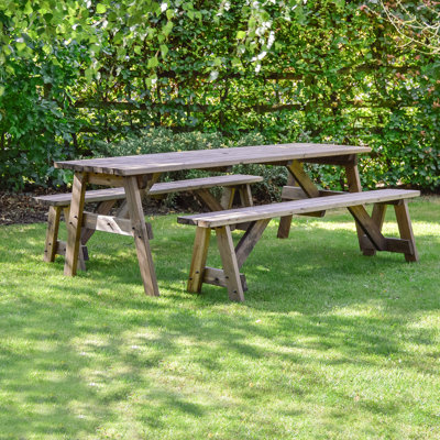 Afkar Rectangular 3 - Piece 2 - Person 180Cm L Outdoor Picnic Table