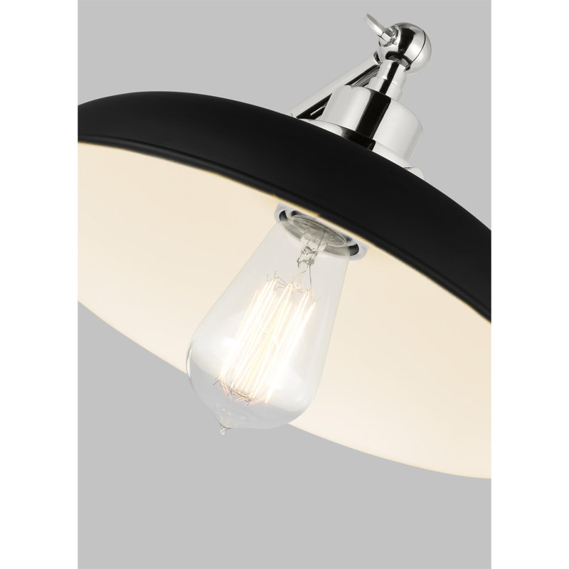Wellfleet 1 - Light Armed Sconce, Midnight Black, Polished Nickel