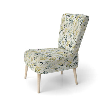 Zen Leaves III - Chaise d'appoint rembourrée bohème et éclectique