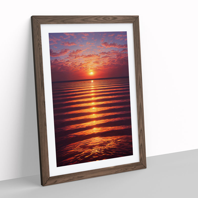 Classic Ocean Sunset Framed Print, 64cm H x 46cm W x 2cm D, Walnut