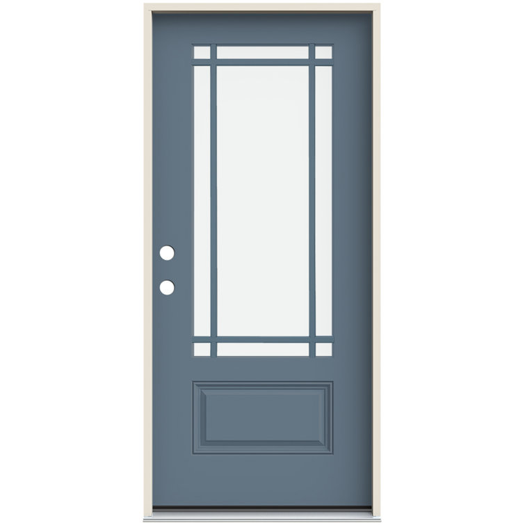 JELD-WEN 36 in. x 80 in. 9-Lite Clear Glass Colony Painted Fiberglass  Prehung Front Entry Door