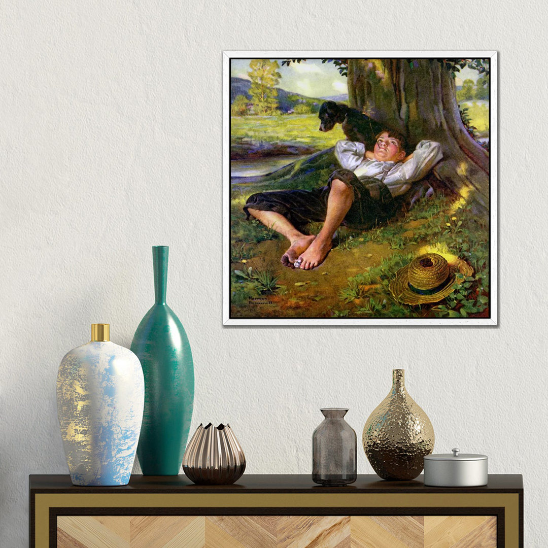 Leinwandbild Barefoot Boy Daydreaming von Norman Rockwell