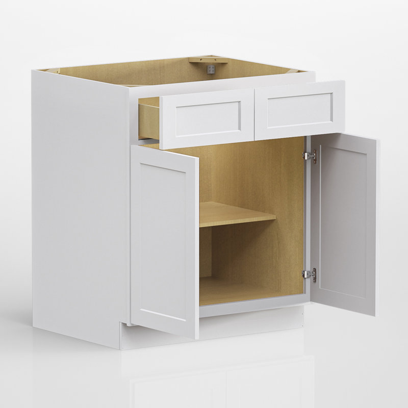 Armoire de cuisine moderne à double porte avec tiroir (s) supérieur (s), rangement robuste sous le comptoir (disponible en largeurs de 24 po, 30 po et 36 po)