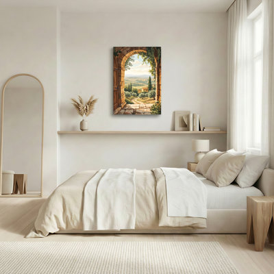 Ensemble de 1 tableau sur toile représentant une arche en pierre