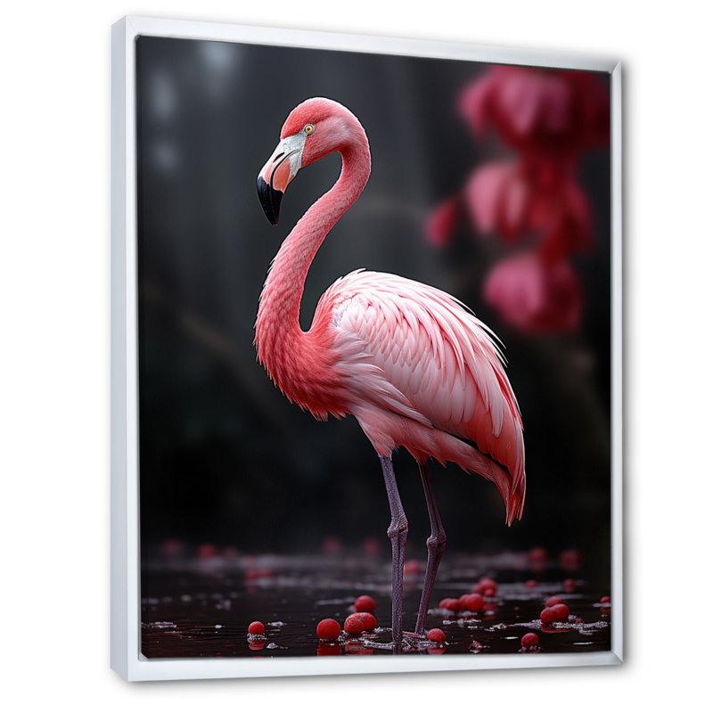 Flamme rose et grise Wassil, H 20 po x l 12 po x P 1 po, Cadre flottant blanc