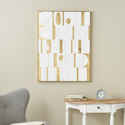 Abstrac géométrique en bois - reproduction de cadre flottant sur toile