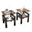 Ensemble de 2 tables à thé modernes en verre trempé, plateau en verre trempé avec panneau de fibres à densité moyenne, table basse, table de bout, table carrée pour le salon, brun / noir-2144853632-2144853633
