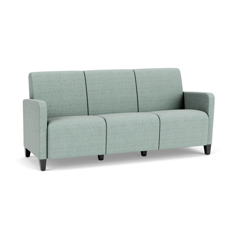 Ravenna Lounge Reception 3 Seat Tandem Seating No Center Arm, Black Wood, Chambray Seafoam