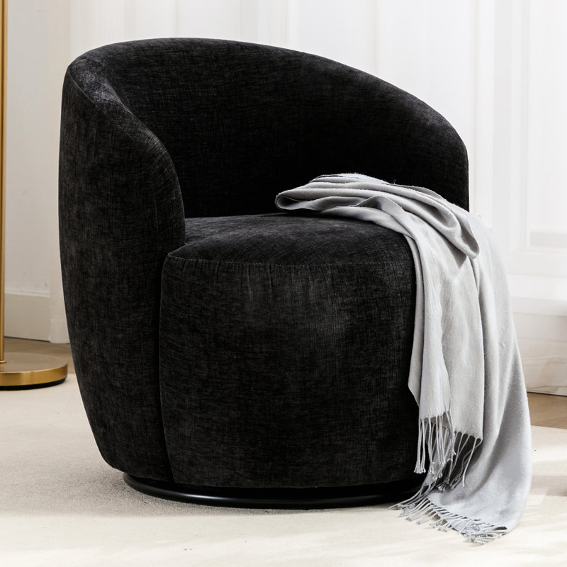 Fauteuil pivotant en chenille rembourré de mousse pour le salon et la chambre à coucher Fauteuil noir avec fonction de rembourrage en mousse