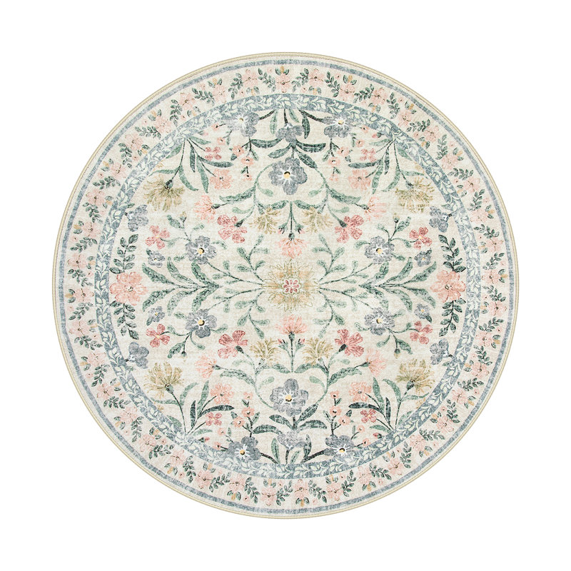 Kaldi Oriental Botanical Floral Machine Washable Area Rug with Non-Slip Backing for Living Room, Dining Room, Bedroom