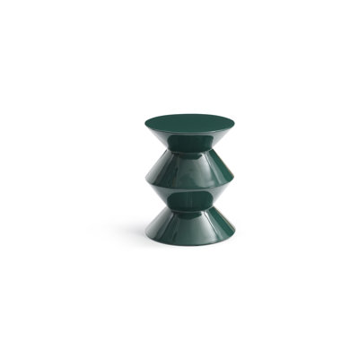  Contemporary 18" Green Lacquered Geo Pedestal End Table