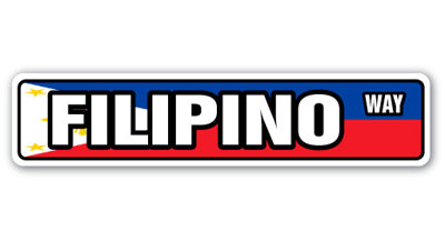 Filipino Flag Street Sign Heavy Duty Plastic 4" X 18"
