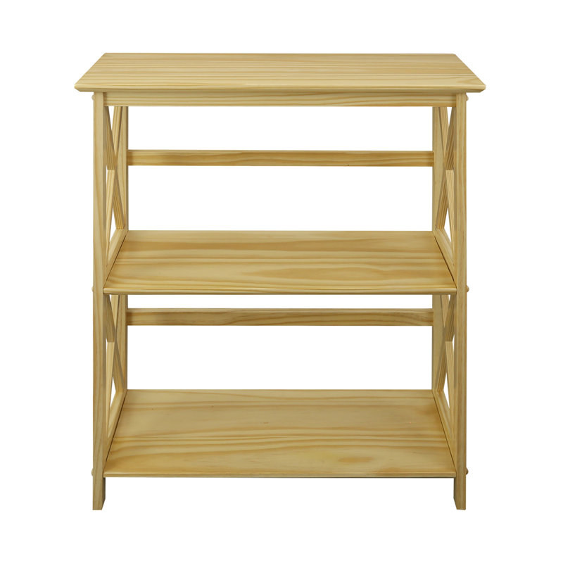 Solid Wood Etagere Bookcase, Natural, 38" H x 27.5" W x 11.55" D