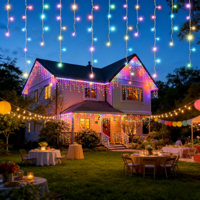 Guirlande lumineuse RVB multicolore pour l'extérieur, télécommande 43 modes, 240 lumières DEL de Noël de 18 pi, préréglages des Fêtes, prise de courant