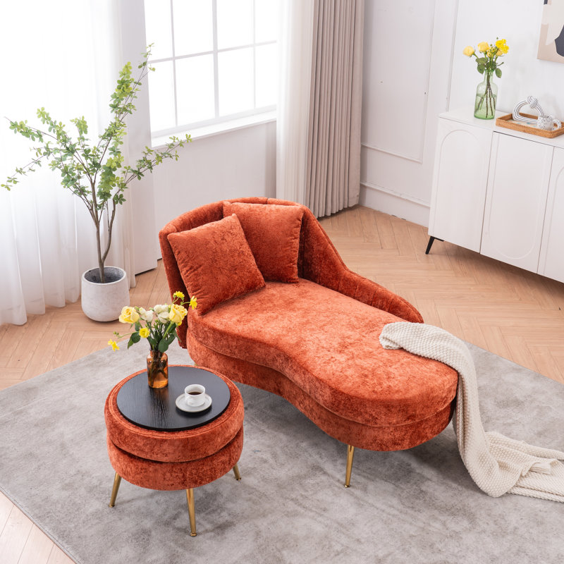 Coussin lombaire d'intérieur en chenille de 58 po avec repose-pieds, Orange