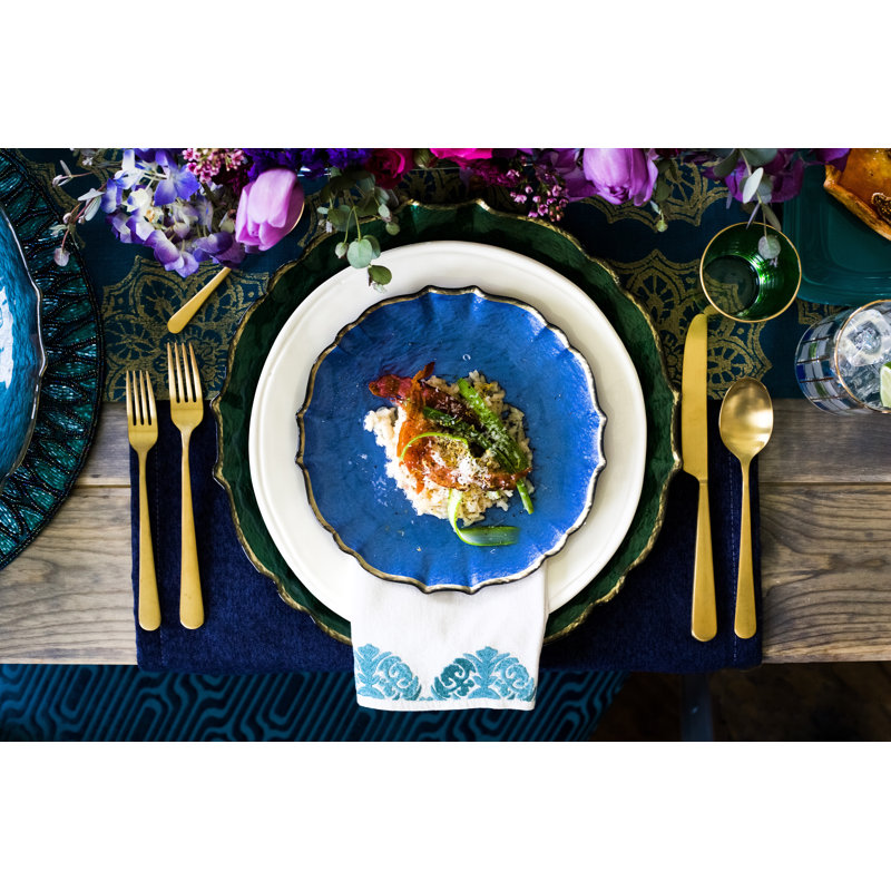 Assiette à salade baroque en verre, Rose