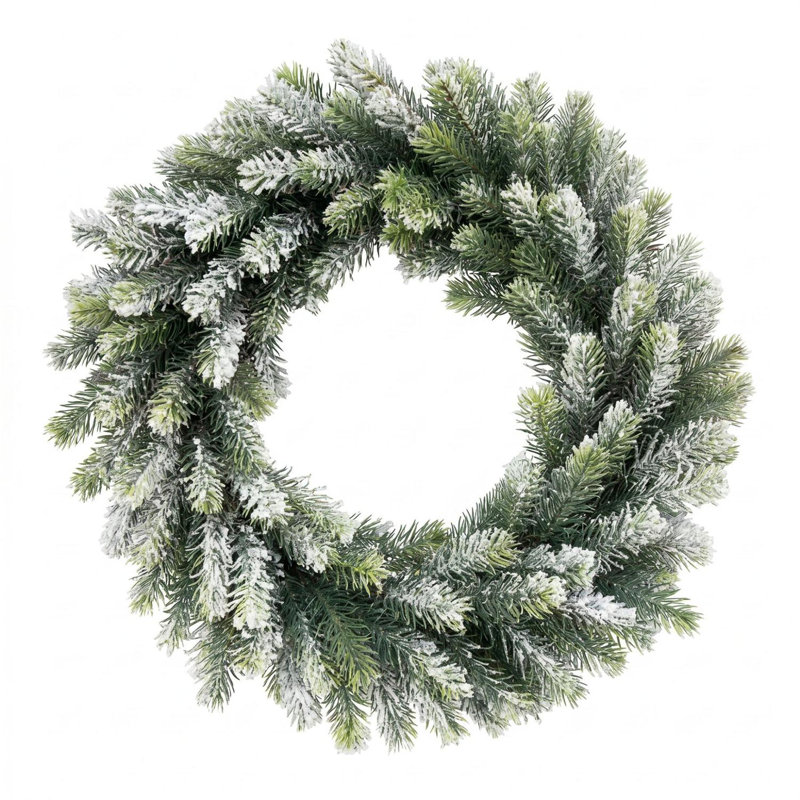 Couronne de pin artificielle enneigée 19,7 pouces, couronne de verdure pour porte d'entrée fenêtre de Noël décor de Noël