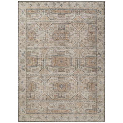 Machine Washable Indoor/Outdoor Xhevrie Beige Rug