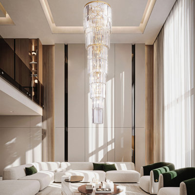 Lustre en cristal 78,7 po pour hall d'entrée
