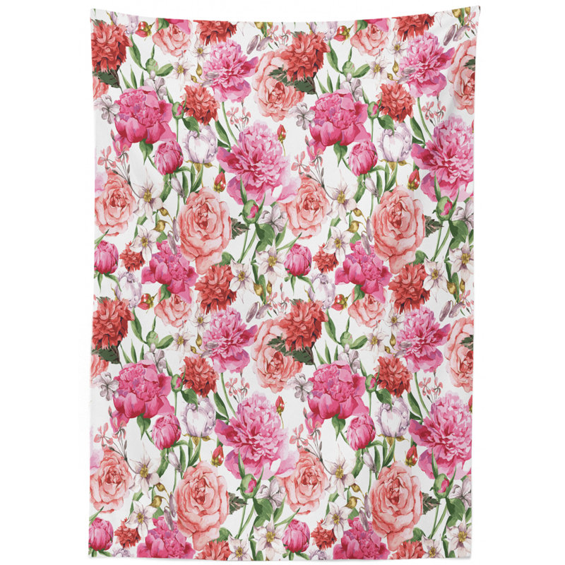 Flower Dining Room Kitchen Tablecloth, 84" L x 60" W
